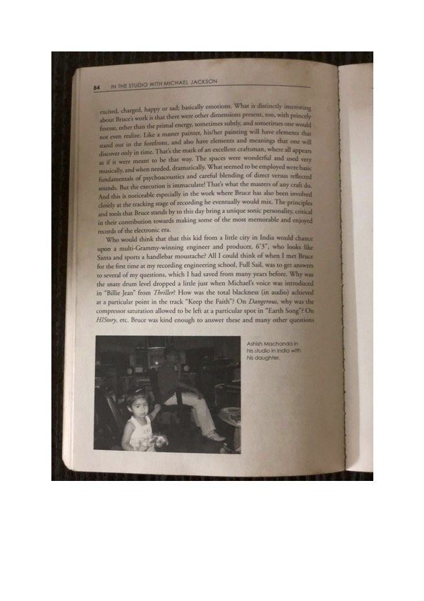 Page 84, continued, with a photograph of Ashish Manchanda in his studio in India